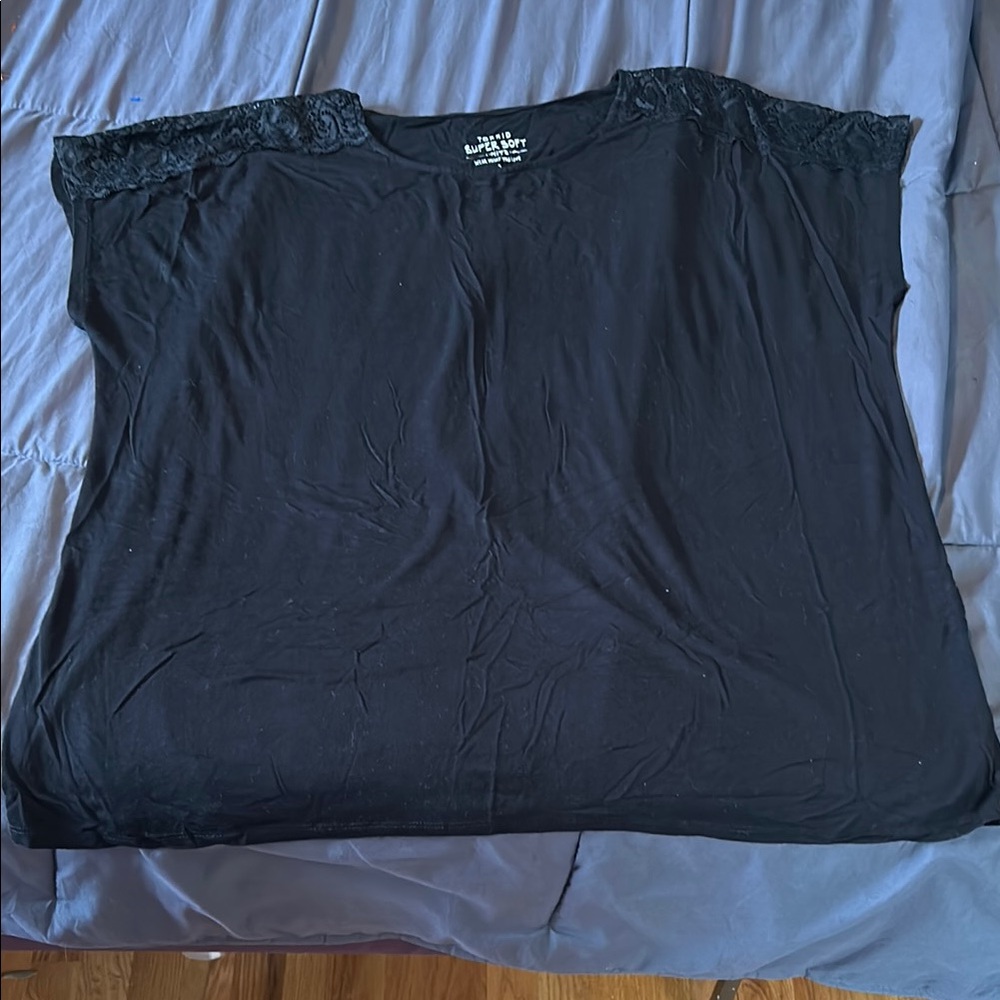 Torrid Plus Size 2 2X Super Soft Knits Lace Sleeve T Shirt